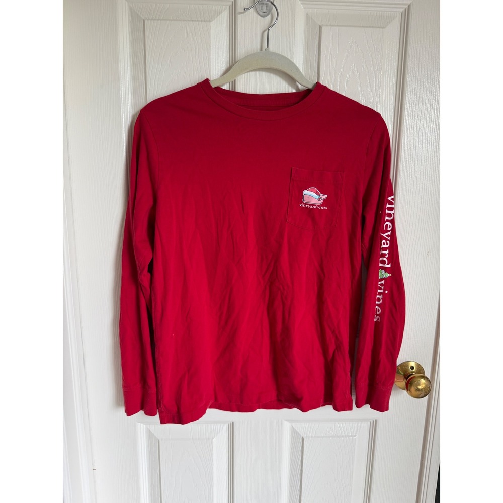 Vineyard Vines Kids‎ Large 16 Red Christmas Santa Whale Long Sleeve  T-Shirt